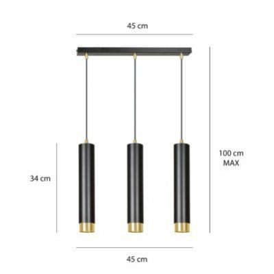 Emibig lampa wisząca Kibo 3 3xGU10 czarno/złota 644/3 (644/3)