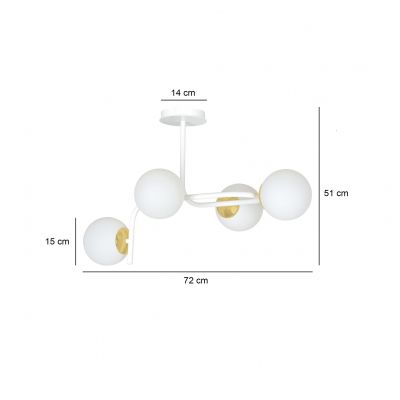 Emibig plafon Ragnar 4A 4xE14 biało/złoty 1033/4A (1033/4A)