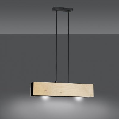 Emibig lampa wisząca Carlo 2 2xE27 drewniano/czarna 610/2 (610/2)