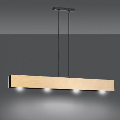 Emibig lampa wisząca Carlo 4 4xE27 drewniano/czarna 610/4 (610/4)