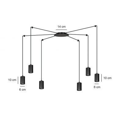 Emibig lampa wisząca Traker 6 6xGU10 czarna 524/6 (524/6)