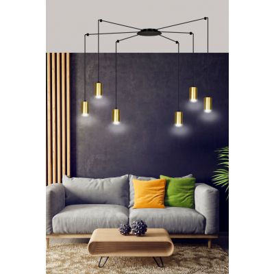 Emibig lampa wisząca Traker 6 6xGU10 czarno/złota 526/6 (526/6)