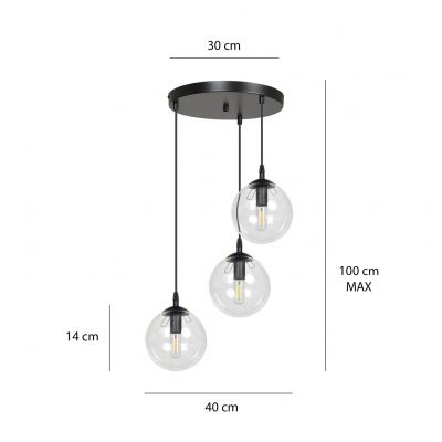 Emibig lampa wisząca Cosmo 3 3xE14 czarna 711/3PREM (711/3PREM)