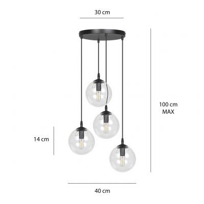 Emibig lampa wisząca Cosmo 4 4xE14 czarna 711/4PREM (711/4PREM)