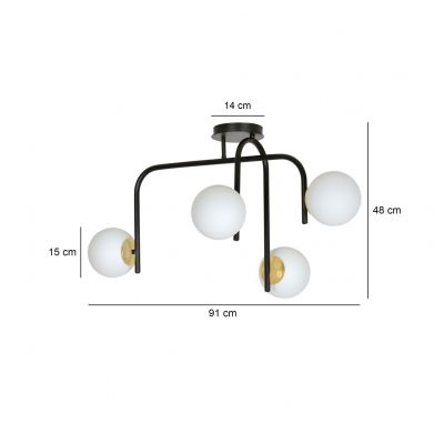 Emibig plafon Ragnar 4B 4xE14 czarno/złoty 1032/4B (1032/4B)