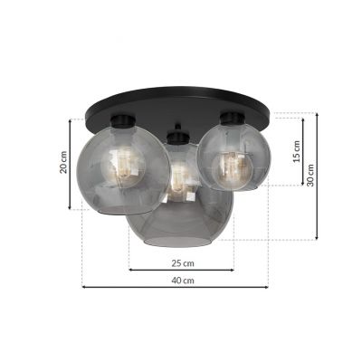 Milagro plafon Sofia Smoked 3xE27 czarny MLP6587 (MLP6587)