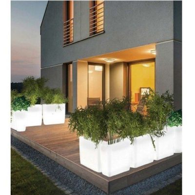 Nowodvorski lampa stojąca zewnętrzna (świecąca donica) Flowerpot S E27 biała 41cm 9711 (9711)