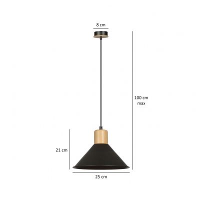 Emibig lampa wisząca ROWEN 1 BLACK E27 60W MAX 1044/1 (1044/1)