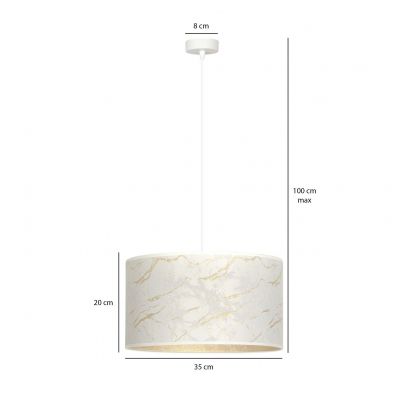 Emibig lampa wisząca BRODDI 1 WH MARBEL WHITE E27 60W MAX 1049/1 (1049/1)