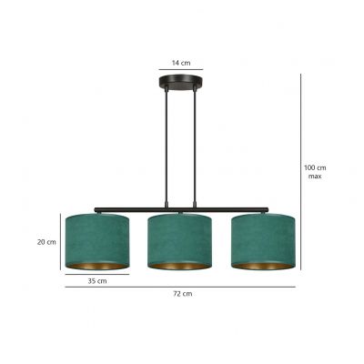 Emibig lampa wisząca HILDE 3 BL GREEN E27 60W MAX 1051/3 (1051/3)