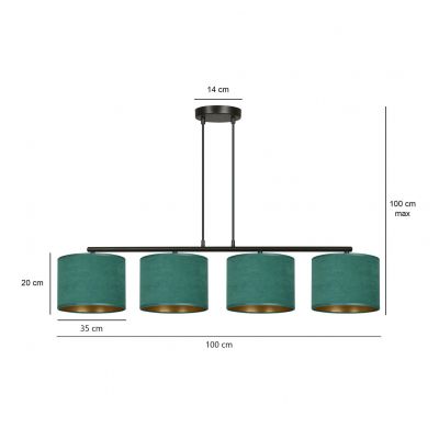 Emibig lampa wisząca HILDE 4 BL GREEN E27 60W MAX 1051/4 (1051/4)