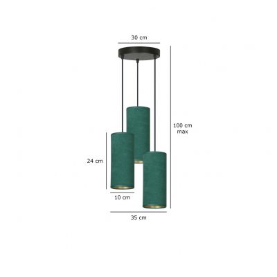 Emibig lampa wisząca Bente 3 Premium 3xE27 zielono/czarna 1058/3PREM (1058/3PREM)