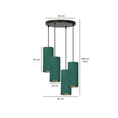 Emibig lampa wisząca Bente 4 Premium 4xE27 zielono/czarna 1058/4PREM (1058/4PREM)