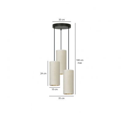 Emibig lampa wisząca Bente 3 Premium 3xE27 biało/czarna 1059/3PREM (1059/3PREM)