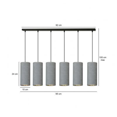 Emibig lampa wisząca Bente 6 6xE27 szara/czarna 1060/6 (1060/6)