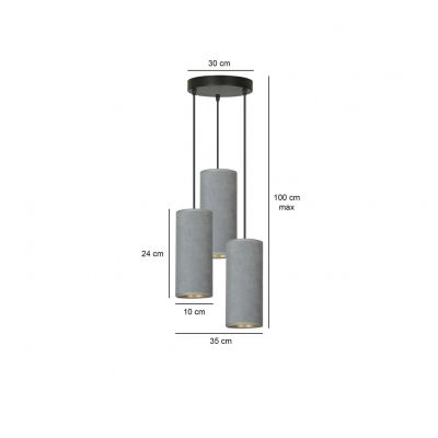 Emibig lampa wisząca Bente 3 Premium 3xE27 szara/czarna 1060/3PREM (1060/3PREM)