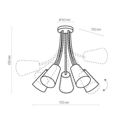 TK-Lighting lampa sufitowa Wire Silver 5xE27 max 60W biała/srebrna (3242)