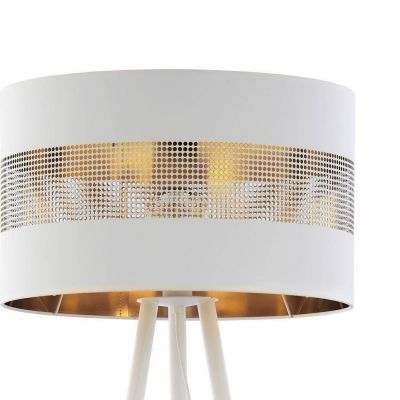 TK-Lighting lampa podłogowa Tago White 1xE27 max 60W biała/złota (5055)