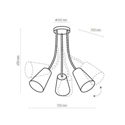 TK-Lighting lampa sufitowa Wire Silver 3xE27 max 60W biała/srebrna (3241)