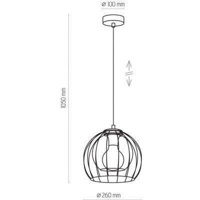 TK-Lighting lampa wisząca Universo 1xE27 max 60W czarna/grafit (3154)