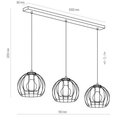 TK-Lighting lampa wisząca Universo 3xE27 max 60W czarna/grafit (4483)