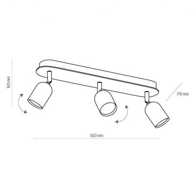 TK Lighting plafon (reflektorki) Top Wood 3xGU10 drewniano/czarny 3292 (3292)