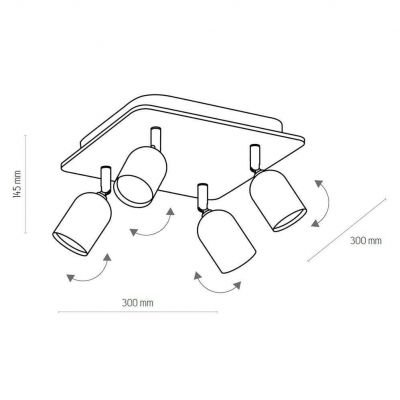 TK Lighting plafon (reflektorki) Top Wood 4xGU10 drewniano/czarny 3293 (3293)