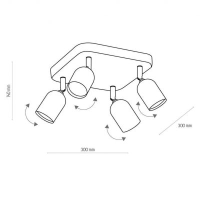 TK-Lighting lampa sufitowa Top 4xGU10 LED max 50W czarna (4418)