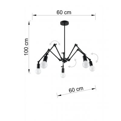 Sollux Żyrandol STARK 5 czarny SL.0612 (SL.0612)