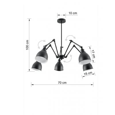 Sollux Żyrandol STARK KLOSZ 5 czarny SL.0615 (SL.0615)