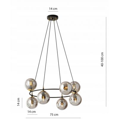 Emibig Lampa wisząca AZURA 7 BL GRAFIT E14 10W MAX LED 1294/7 (1294/7)
