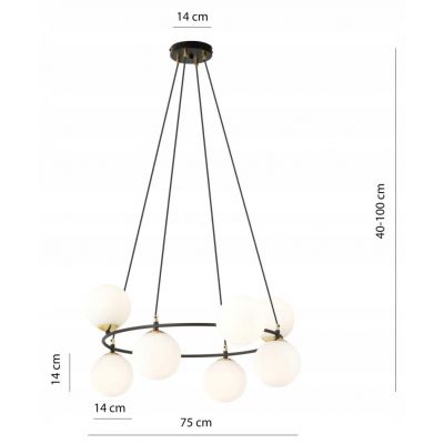 Emibig Lampa wisząca AZURA 7 BL OPAL E14 10W MAX LED 1295/7 (1295/7)