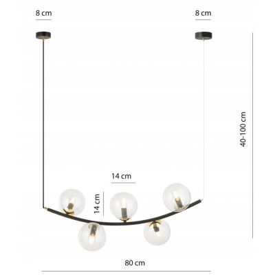 Emibig Lampa wisząca RITZ 5 BL TRANSPARENT E14 10W MAX LED 1296/5 (1296/5)