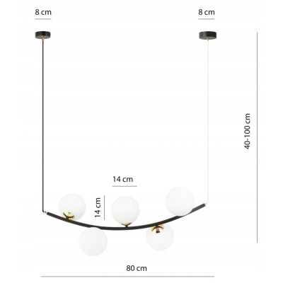 Emibig Lampa wisząca RITZ 5 BL OPAL E14 10W MAX LED 1298/5 (1298/5)
