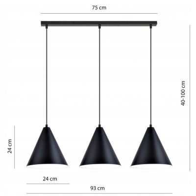 Emibig Lampa wisząca REBEL 3 BLACK/WHITE E27 15W MAX LED  1270/3 (1270/3)