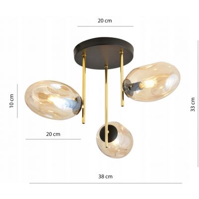 Emibig Lampa sufitowa ARGO 3 BL MIODOWY E14 10W MAX LED 1275/3 (1275/3)