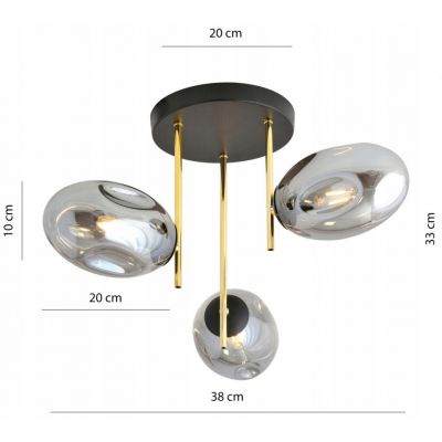 Emibig Lampa sufitowa ARGO 3 BL GRAFIT E14 10W MAX LED 1274/3 (1274/3)