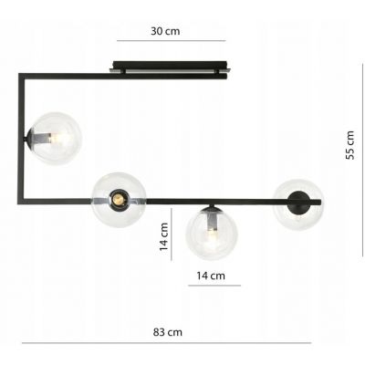 Emibig Lampa sufitowa SOMA 4 BL TRANSPARENT E14 10W MAX LED 1289/4 (1289/4)