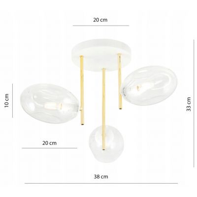 Emibig Lampa sufitowa ARGO 3 WH TRANSPARENT E14 10W MAX LED 1276/3 (1276/3)