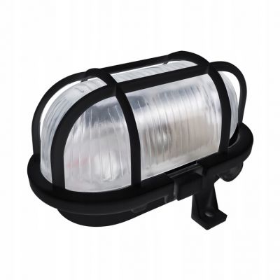 Oprawa oświetleniowa SOTOA E27 max. 15W IP54 klosz szklany osłona plastikowa czarna ORNO (AD-OP-6562BE27SPP)