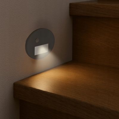 Oprawa schodowa LED okrągła z czujnikiem ruchu czarna zmienna barwa 230V IDEUS (04864)