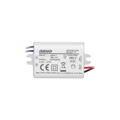Zasilacz MINI do LED do puszki 12VDC 6W, IP20, 55/29,5/22mm OR-ZL-1629 ORNO (OR-ZL-1629)