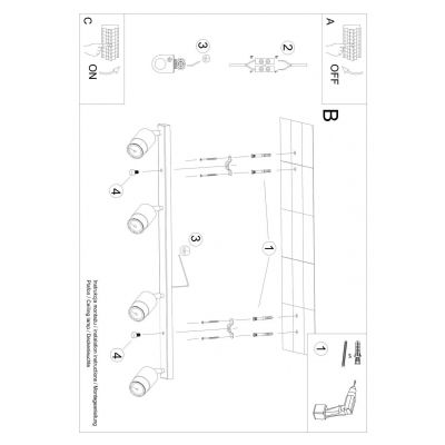 Lampa Plafon NERO 4 czarny/chrom SUFITOWA (SL.1067)