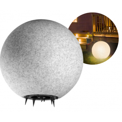 Lampa ogrodowa OFELIA kula E27 oprawa IP65 kamień 38cm wbijana ORNO (AD-OP-6589GE27ZW)