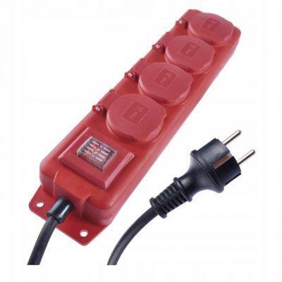 Przedłużacz z wyłącz. 4 gn, 3m 1,5mm, IP44 guma, czerwony P14131 EMOS (P14131)
