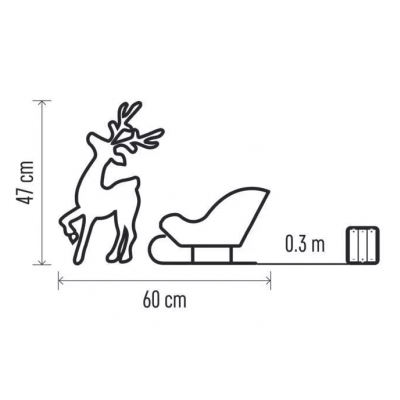 Dekoracja 50 LED renifer z saniami, 47 cm, złoty, 3x AA ciepła biel, IP20, timer EMOS (DCFC28)