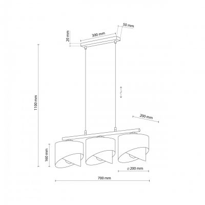 Lampa wisząca potrójna GRANT E27 LED czarno złota styl glamour 4824 TK Lighting (4824)