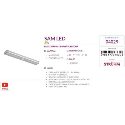 Podszafkowa oprawa punktowa SAM LED 2W IDEUS (04029)