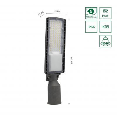 Oprawa uliczna STREETOS 100W neutralna biel 230V 130/80st IP66 IK09 536x166x77mm SZARY  SLI027015NW_PW Spectrum Led (SLI027015NW_PW)