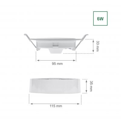 Oprawa ALGINE 2w1DOWNLIGHT 6W 580lm NW 230V 110st IP20 BIAŁY okrągła  SLI037027NW Spectrum Led (SLI037027NW)